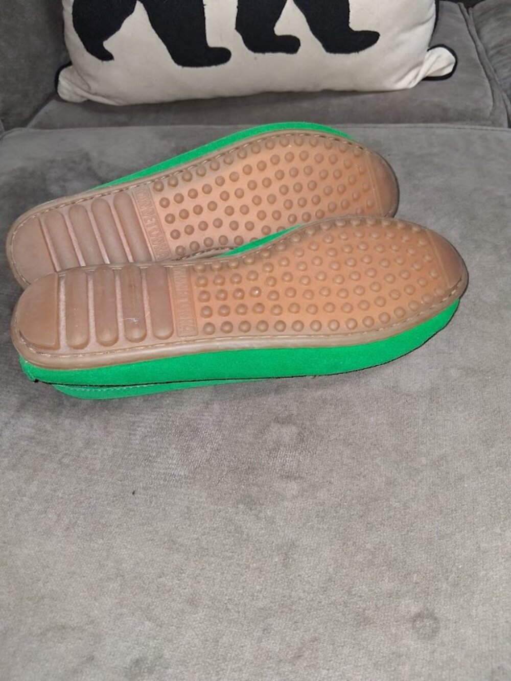 Minnetonka Green Suede Kiltie Moccasins Women's Sz 8M - Picture 6 of 8